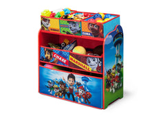 Delta Children PAW Patrol Wooden Toy Organizer, Left View with Props a2a