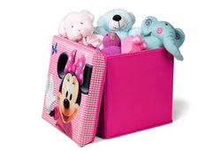 Delta Children Minnie Mouse Collapsible Storage Ottoman, Left View with Props Style 1 a2a